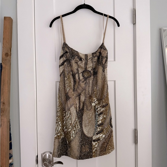 Cult Gaia Bebe Beaded & Sequin Embroidery Mini Dress Portrait Multi NEW with tag - Picture 2 of 5